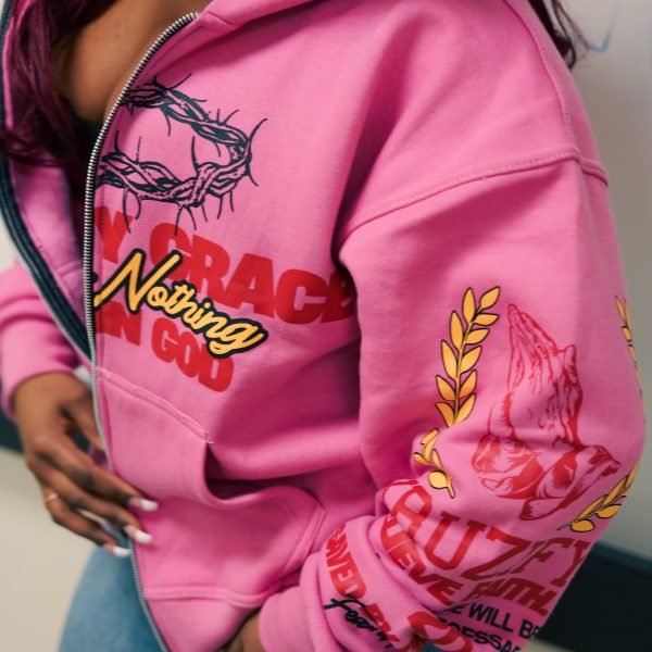 'SAVED BY GRACE' Hoodie Pink