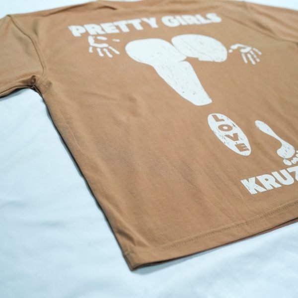 'PRETTY GIRLS LOVE KZFY' Tee Mocha Nude
